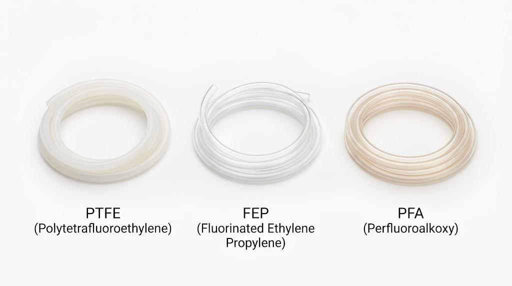 PTFE vs FEP vs PFA Tubing